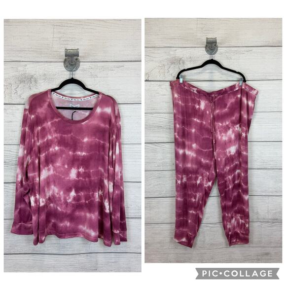 White Mark Plus Size Purple Tie Dye Soft Matching Lounge Set Size 3X - Picture 1 of 15